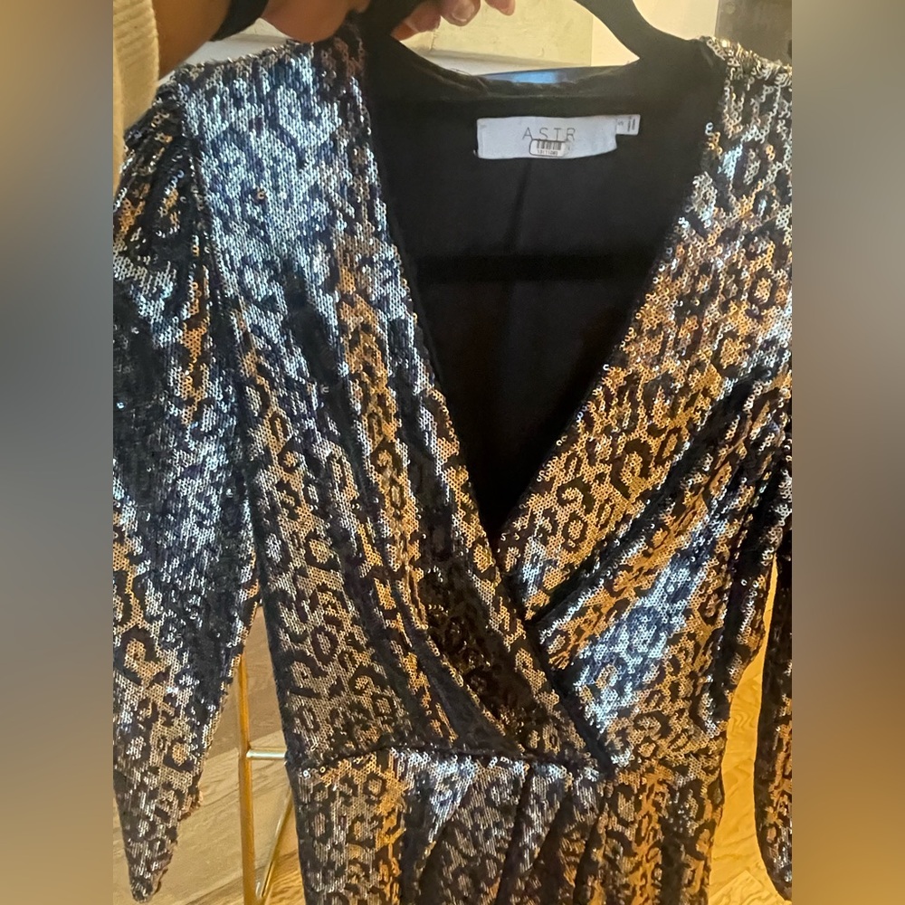 Astr the label leopard sequin dress. Size S